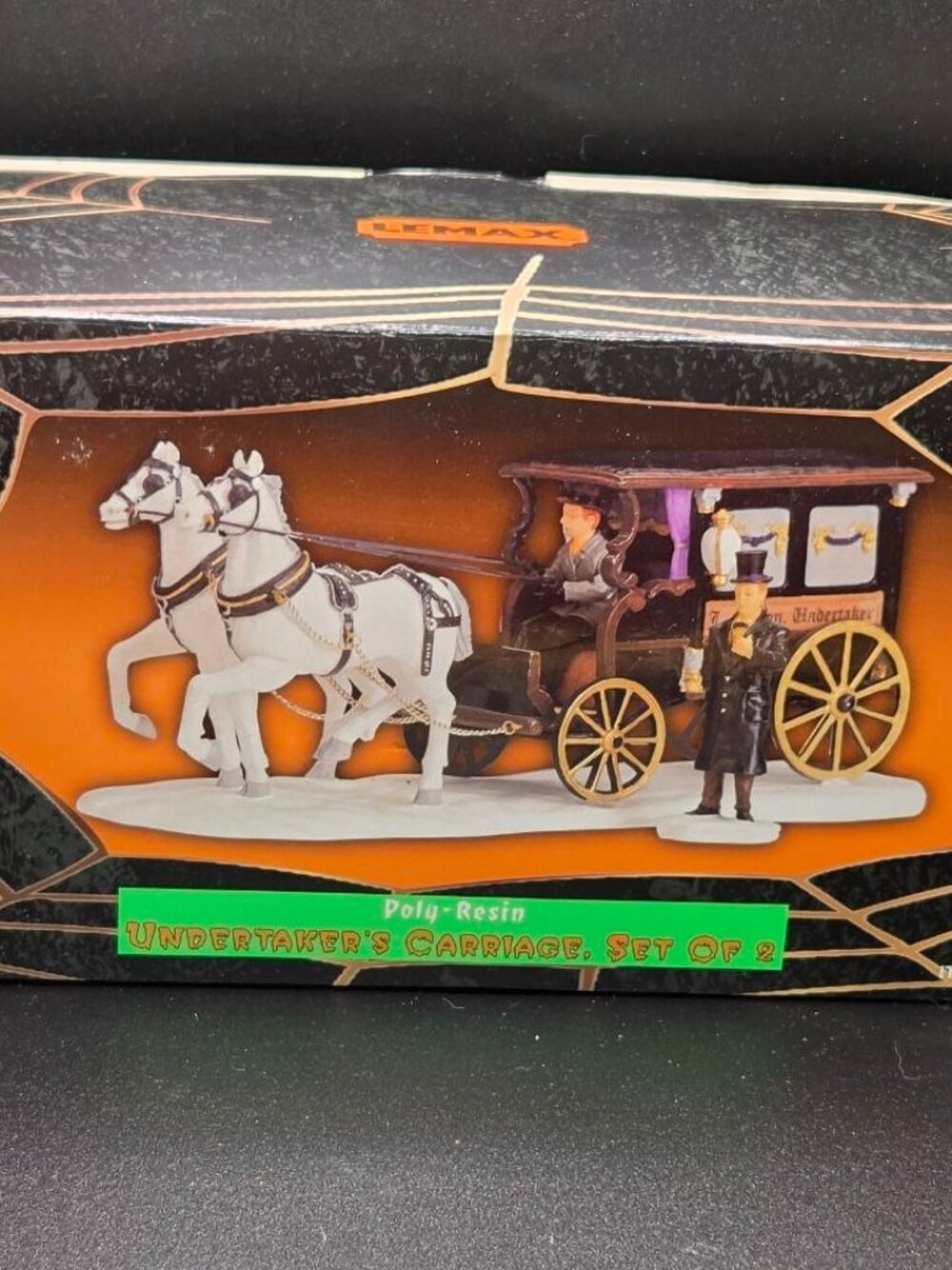 Vintage Lemax Spooky Town Undertakers Carriage 2000 Original Box, 2-Piece Set